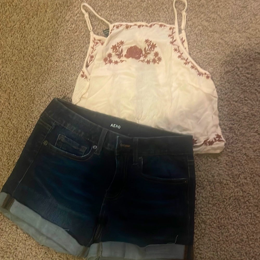 Embroidered Floral Summer tie crop top